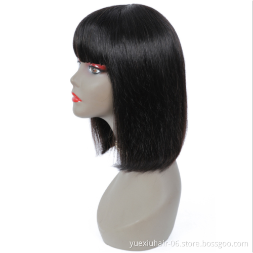 Bob Human Hair Natural Black 8-14 Inch Silky Straight Peruvian Short Bob Wigs Lace Front